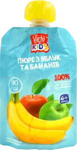 Фото 6 - Пюре Varto KIDS стерилізоване гомогенізоване для дитячого харчування з яблук та бананів 90 г