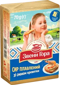 Фото 12 - Сир Звени Гора плавлений зі смаком креветки 36% 70 г