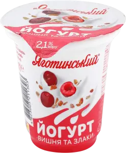 Фото 12 - Йогурт Яготинське вишня та злаки 2.1% 260 г