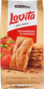 Фото 1 - Печиво Roshen Lovita Cake Cookies здобне з полуничною начинкою 168 г