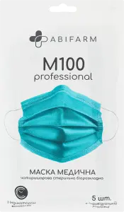 Фото 8 - Маска медична Abifarm  M100 Professional чотиришарова стерильна 5шт