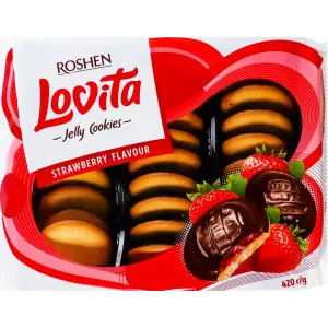 Фото 2 - Печиво Roshen Lovita Jelly Cookies зі смаком полуниці 420 г