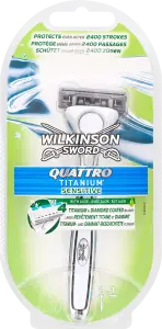 Фото 5 - Станок для гоління Wilkinson Sword Quattro Titanium Sensitive чоловічий 1+1 шт.