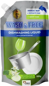 Фото 4 - Засіб для миття посуду Wash&Free Зелене яблуко та екстракт едельвейса 500 г