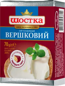 Фото 1 - Сир Шостка Вершковий плавлений 38% 70 г