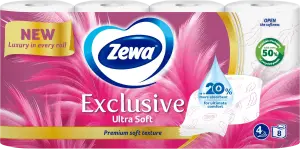 Фото 6 - Туалетний папір Zewa Exclusive Ultra Soft 4 шари 8 шт