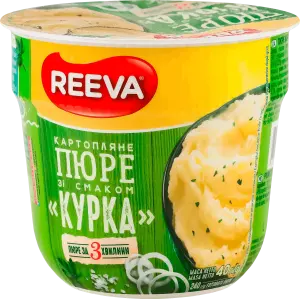 Фото 9 - Пюре Reeva картопляне зі смаком курки стакан 40 г
