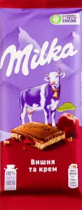 Фото 12 - Шоколад Milka Вишня та Крем в молочному шоколаді 90 г