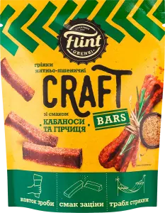 Фото 1 - Грінки Flint Craft Кабаноси та гірчиця житньо-пшеничні 80 г