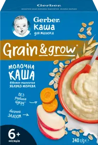 Фото 7 - Каша суха молочна швидкорозчинна Gerber вівсяно-пшенична з яблуками та морквою для дітей із 6 місяців, 240 г