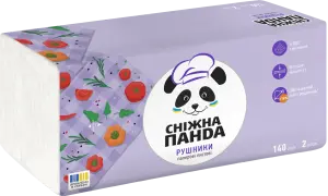 Фото 6 - Рушники паперові Сніжна панда 2-х шарові листові 140 шт
