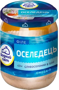 Фото 12 - Оселедець слабосолений Водний Світ філе в олії 450 г