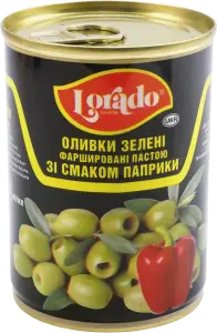Фото 6 - Оливки Lorado зелені з паприкою 280 г