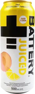 Фото 1 - Напій енергетичний Battery Juiced Peach Lemonade безалкогольний 500 мл