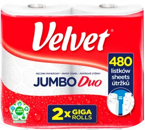 Фото 9 - Рушники паперові Velvet Jumbo Duo 2-х шарові 2 шт
