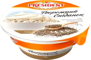 Фото 7 - Сир кисломолочний President зі сметаною та наповнювачем чіа 9% 180 г
