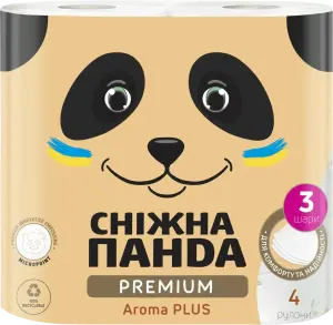 Фото 9 - Папір туалетний Сніжна панда Premium Aroma Plus 3-шаровий 4 шт