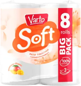 Фото 8 - Папір туалетний Varto Soft Манго 3-шаровий ароматизований 8 шт