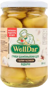 Фото 3 - Гриби WellDar шампіньйони з цілим часником 300 г