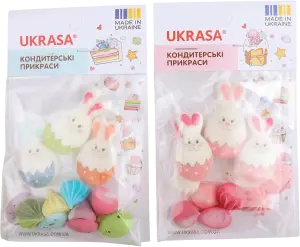 Фото 2 - Декор кондитерський Украса Зайчики, безе та крашанки 18 г