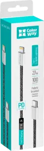 Фото 4 - Кабель ColorWay Type-C - Apple Lightning (PD Fast Charging 27W) плетена тканина 1 м