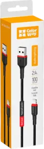 Фото 5 - Кабель ColorWay USB - Apple Lightning 2.4А ПВХ гнучкий чорний 1 м