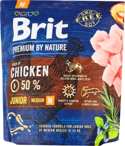 Фото 2 - Сухий корм Brit Premium для цуценят та молодих собак середніх порід з куркою 1 кг