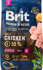 Фото 1 - Сухий корм Brit Premium для молодих собак дрібних порід з куркою 3 кг