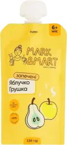 Фото 1 - Пюре фруктове Mark&Mart Запечене яблучко і грушка без цукру 120 г