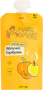Фото 3 - Пюре фруктове Mark&Mart Запечені Яблучко та гарбузик без цукру 120 г