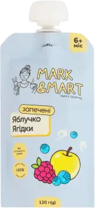Фото 2 - Пюре фруктове Mark&Mart Запечені Яблучко та Ягідки без цукру 120 г