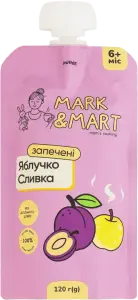 Фото 4 - Пюре фруктове Mark&Mart Запечене яблучко і сливка без цукру 120 г