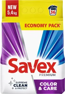 Фото 1 - Пральний порошок Savex Premium Color & Care 5.4 кг