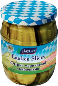 Фото 1 - Огірки Hayco мариновані скибочками 530 г