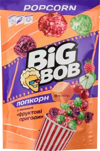 Фото 2 - Попкорн Big Bob Фруктові пригоди у карамелі 85 г