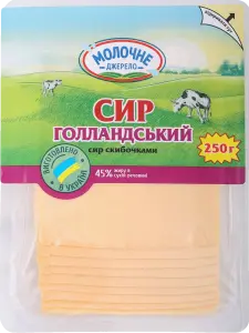 Фото 5 - Сир Молочне Джерело Голландський 45% нарізка 250 г