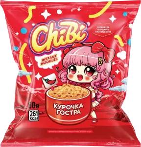 Фото 5 - Вермішель швидкого приготування ChiBi зі смаком курки гостра 60 г