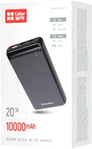 Фото 1 - Універсальна мобільна батарея ColorWay 10000 mAh (USB QC3.0 + USB-C PD 20W)