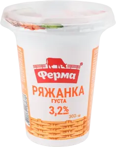 Фото 1 - Ряжанка Ферма густа 3.2% 300 г