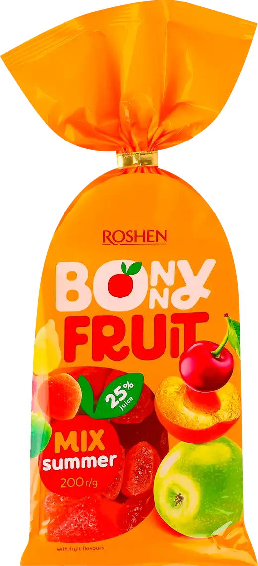 Фото 1 - Цукерки Roshen Bonny fruit Summer Mix желейні 200 г