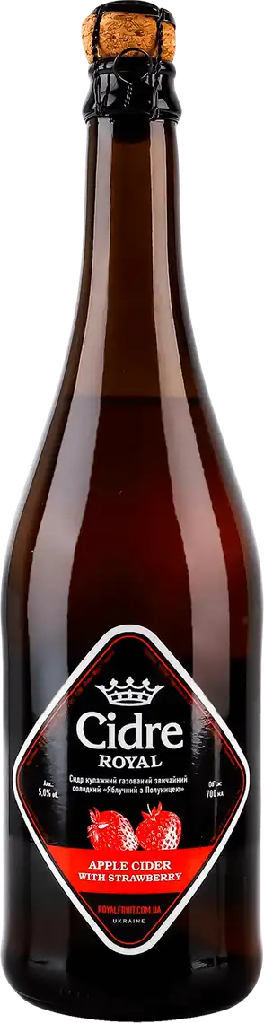 Фото 1 - Сидр Royal Fruit Яблучний з полуницею Солодкий 5% 0.7 л