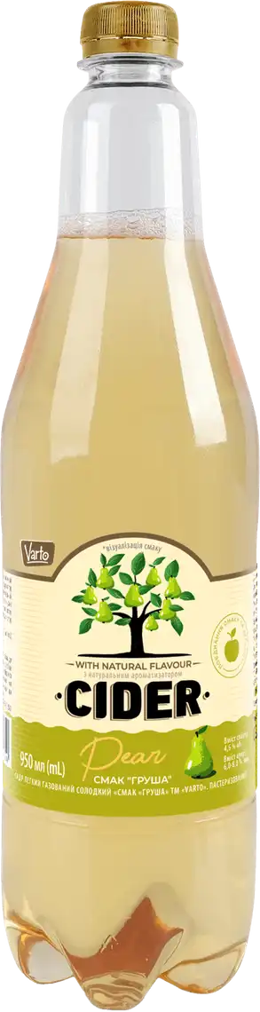 Фото 1 - Сидр Varto Груша легкий газований солодкий 950 мл