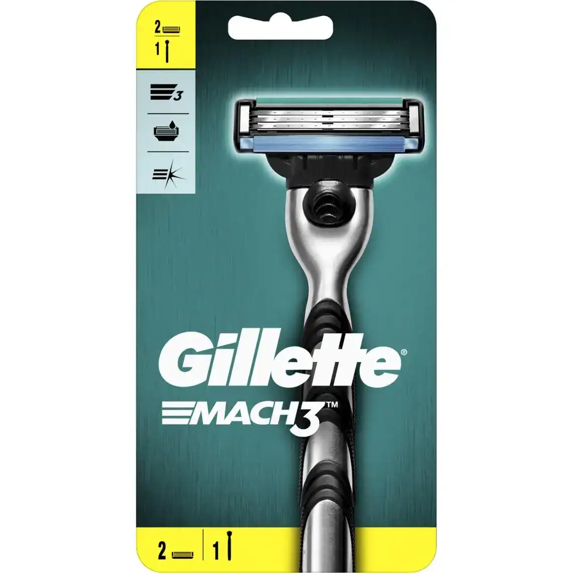 Фото 1 - Станок для гоління чоловічий Gillette Mach3 з 2 змінними картриджами