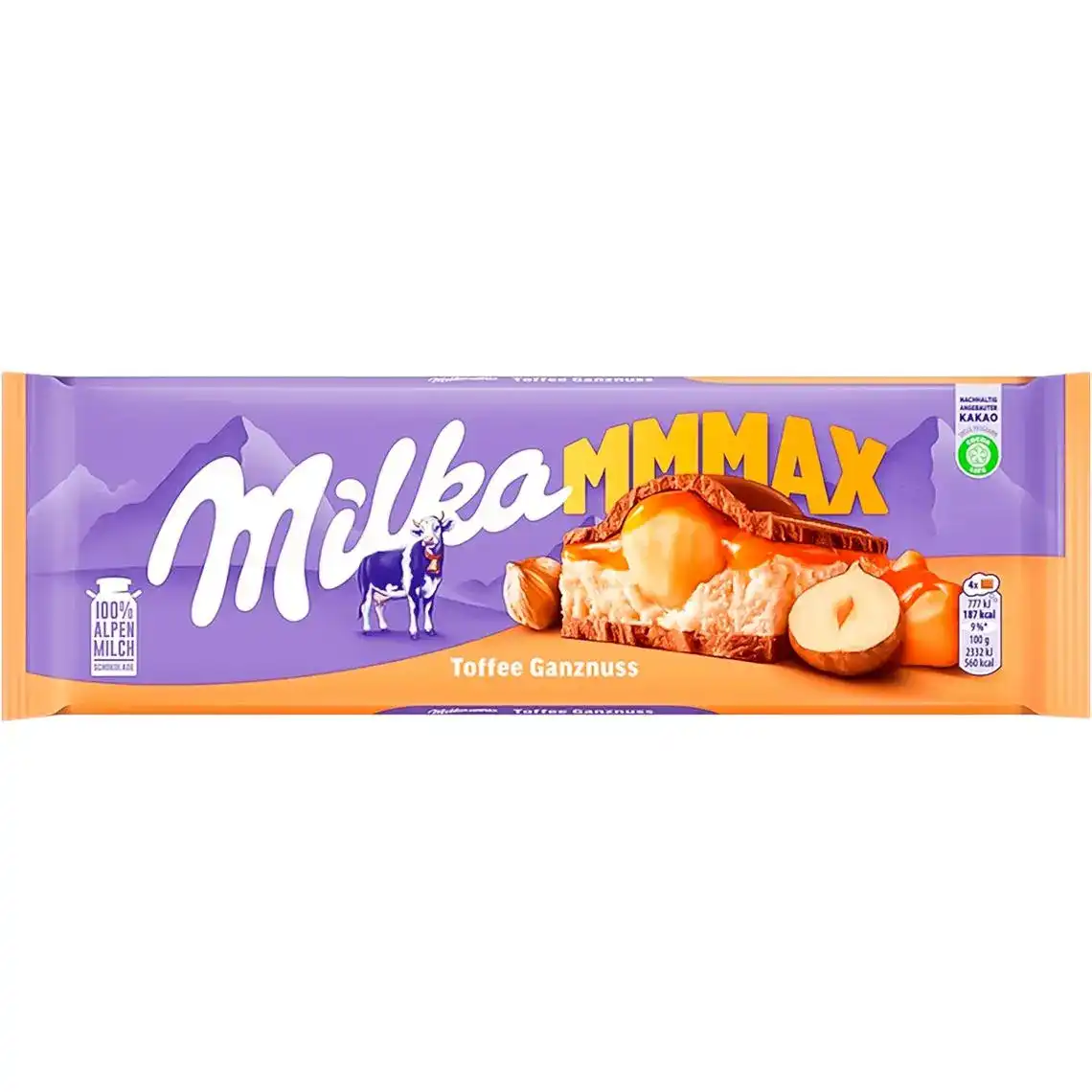 Шоколад Milka молочний з цільними лісовими горіхами, молочної та карамельної начинками 300 г