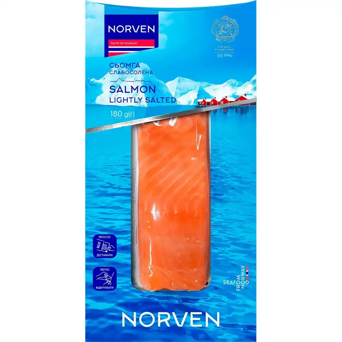 Сьомга Norven філе-шматок слабосолона 180 г