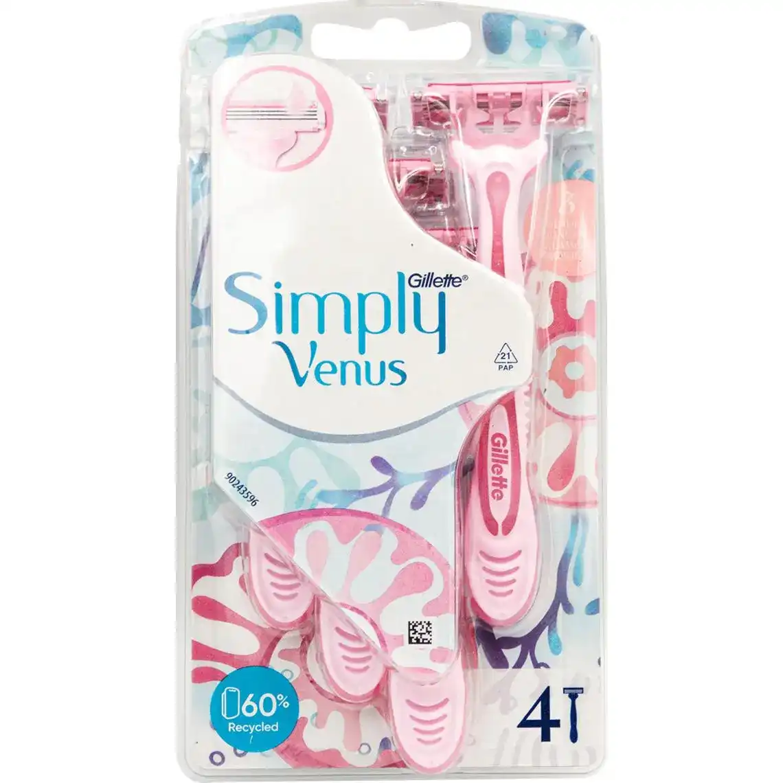 Станок для гоління Gillette Venus Simply 3 жіночий одноразовий 4 шт.