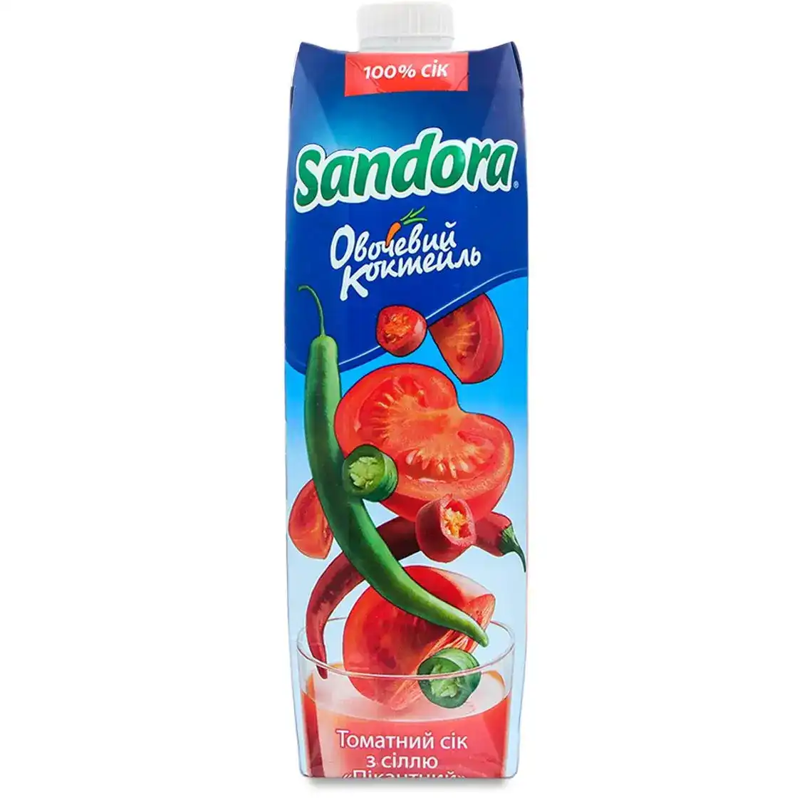 Сік Sandora Овочевий коктейль томатний з сіллю Пікантний 950 мл