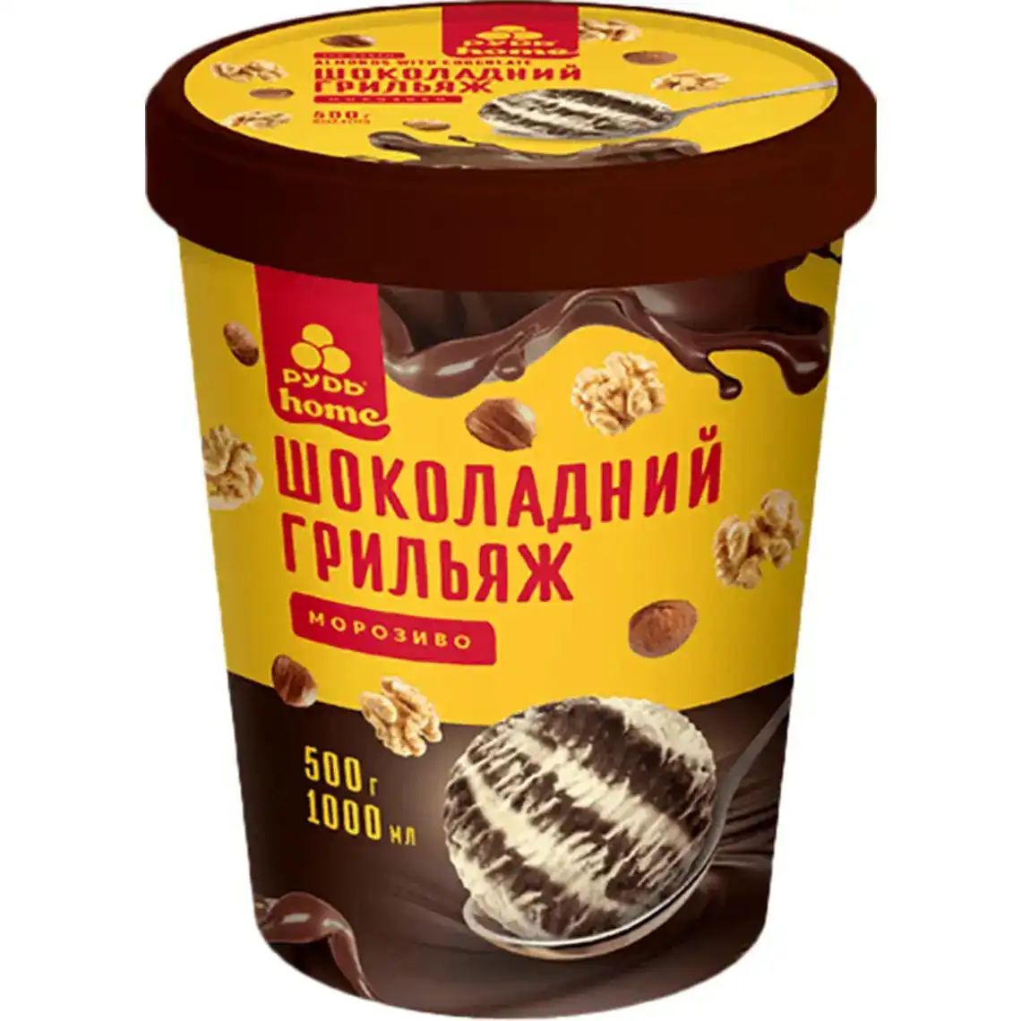 Морозиво Рудь Шоколадний грильяж 10% 500 г