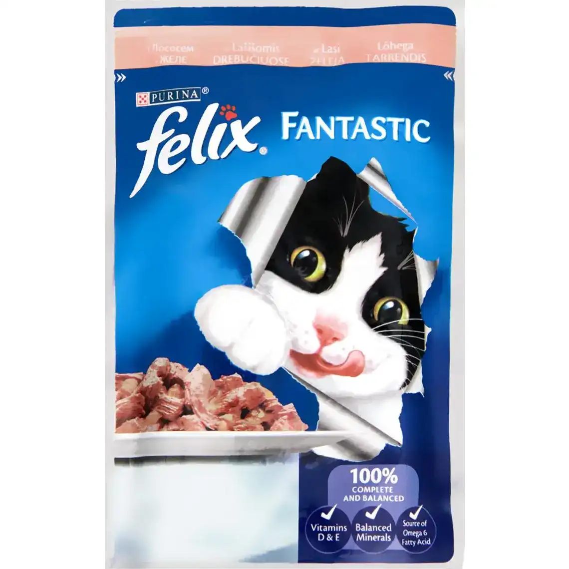 Корм для котів Felix Fantastic вологий з лососем в желе 100 г