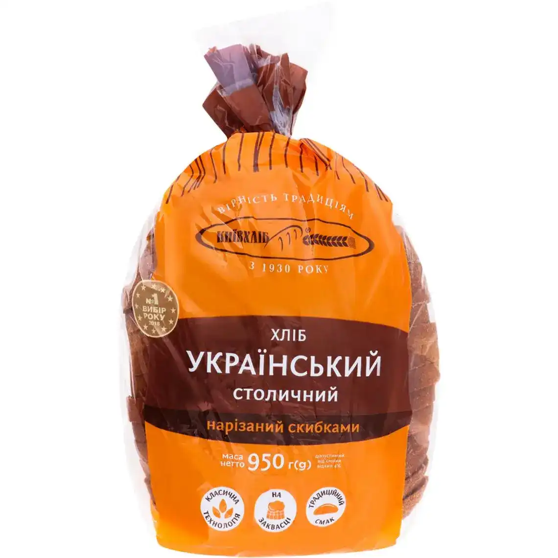 Хліб Київхліб Український столичний житньо-пшеничний нарізний 950 г